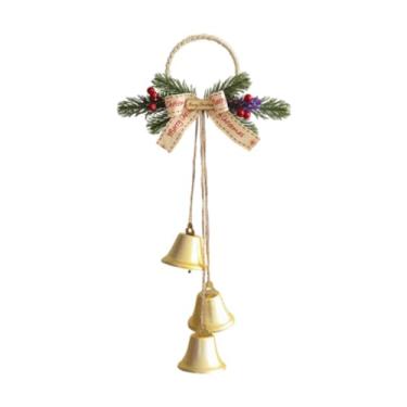 Imagem de oshhni Sino de Natal Decorativo Pendente Vintage em Metal para Decoração de Festas de Natal, Quarto, Lareira, Porta e Ano, Ouro