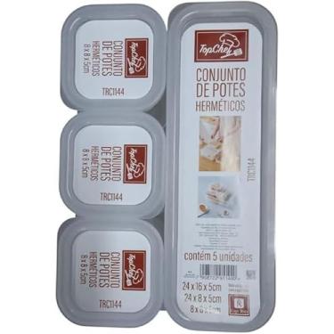 Imagem de Conjunto de 5 Potes Herméticos de Plástico Com Tampa para Armazenamento de Alimentos