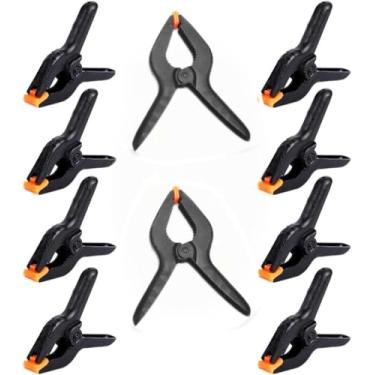 Imagem de Pacote com 10 grampos de mola grandes de plástico de 11,4 cm, resistentes para artesanato ou clipes de plástico, grampos de fundo para suporte de pano de fundo, fotografia, marcenaria, reforma da casa