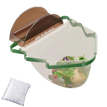 Imagem de Cesta dobrável para pia de cozinha, suporte de canto de árvore de Natal com 50 sacos de filtro, coletor de resíduos de alimentos, suporte de esponja de torneira, rede de drenagem grande para restos de