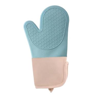 Imagem de Luva de Silicone Térmica Resistente ao Calor Xadrez Azul – Proteção para Cozinha, Antiderrapante, Confortável e Fácil de Limpar