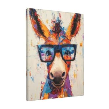 Imagem de Arte de parede em tela de graffiti burro colorido imagens de burro Banksy Donkey pintura pop art impressões engraçadas arte animal moderna para banheiro sala de estar quarto escritório decoração de
