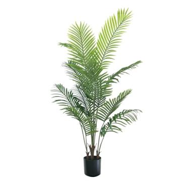 Imagem de Palmeira artificial de 1,2 m – árvore sintética quase natural para ambientes internos e externos, plantas artificiais altas resistentes a UV, planta falsa em pé, planta falsa grande para decoração de