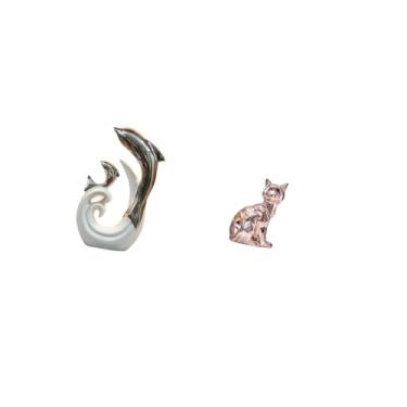 Imagem de Fenteer Estátua de Golfinho/Gato em Cerâmica, Arte Moderna Abstrata, Escultura Animal, Estatueta Decorativa para Suporte de TV, Lareira, Escritório, Sala de E