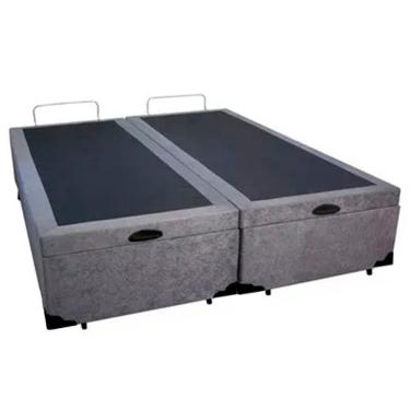 Imagem de Cama Box Baú Queen Bipartido Suede Sereneprime Cinza 158x198x44