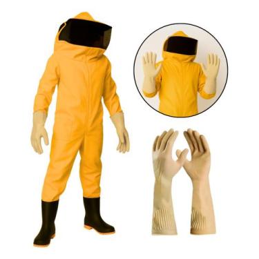 Imagem de Macacão Apicultor Antiferroada Roupa De Proteção Com Luva Látex - Celi