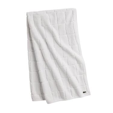 Imagem de Lacoste Toalha de banho Croc Scale 100% algodão, branca, 76 cm x 142 cm – Altamente absorvente e de secagem rápida, toalha de banho super macia premium, essencial para banheiro, presente para todas as