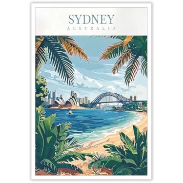 Imagem de Austrália Sydney Cartazes de Viagem Paisagem Cidade Ópera Casa Porto Ponte Construção Tela Arte de Parede Plantas Paisagem Paisagem Pintura para Casa Quarto Dormitório Decoração de Parede 30 x 40 cm