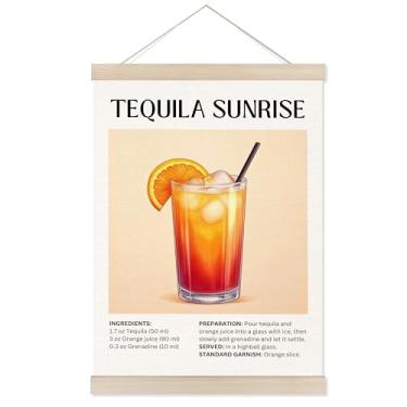 Imagem de Welshower Tequila Sunrise Bar Poster Hanger Frame, presentes para amantes de coquetéis, tequila, nascer do sol, coquetéis, arte de parede, decoração para bar, pub, lounge, cozinha, casa, quarto