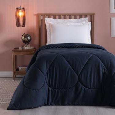 Imagem de Cobertor Grosso Edredom Solteiro Alto Padrão 200 Fios Dupla Face Unique – Toque Macio e Confortável (Azul Marinho)