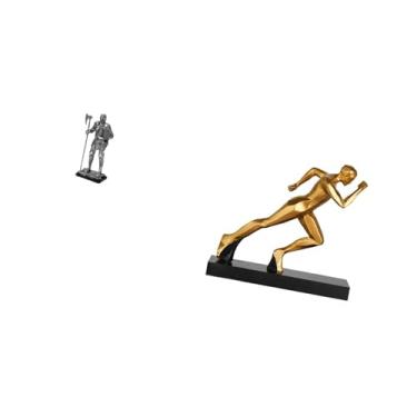 Imagem de Fenteer Elegante Estatueta de Cavaleiro Corredor, Escultura de Arte Abstrata Moderna, Ornamento Decorativo de Mesa para Entrada, Lareira, Quarto, Decoração de