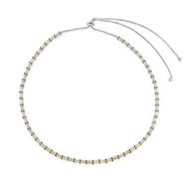 Imagem de TRENDOLLA Colar gargantilha de tênis de citrino banhado a ouro branco 14K - corrente ajustável de 38 a 45 cm, joia de pedra preciosa amarela para mulheres, pronta para presente