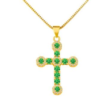 Imagem de MiiFort Colar com pingente de cruz de ouro, gargantilha religiosa, presente de aniversário para mulheres, filha, irmã, avó, neta, tia, amizade, One Size, Metal, Sem Pedra Preciosa