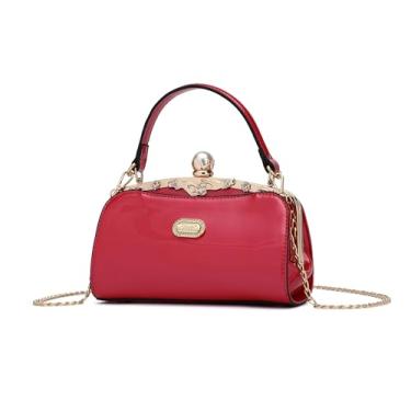 Imagem de BRANGIO Italy Evening Clutch – Bolsa de couro vegano com trava de beijo de pérola, acabamento em cristal | Empresa dos EUA envia de L.A., rosa