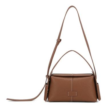 Imagem de Goinsound Bolsas de ombro modernas bolsas pretas médias para mulheres bolsa transversal de couro com alça ajustável, Marrom, 9.85