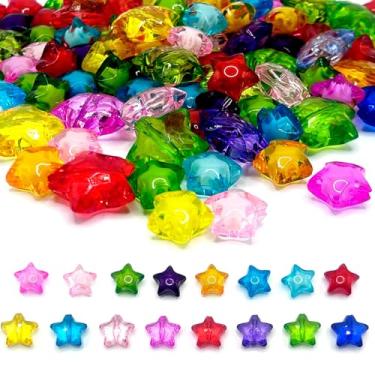 Imagem de 100 contas de acrílico estrela, contas de pônei fofas de 20 mm/28 mm, contas espaçadoras soltas de plástico transparente para pingentes de telefone, chaveiro, fabricação de joias, suprimentos de