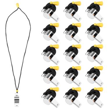 Imagem de Apito esportivo super alto com cordão ajustável, apito alto e nítido, apito de metal para árbitro oficial, comprimento de professor de polícia, resistente, aço inoxidável, compacto, leve