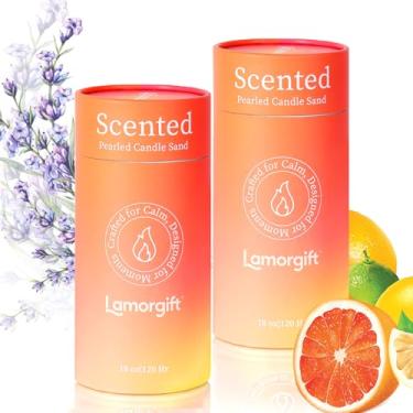 Imagem de Vela perfumada de 1020 g cera de areia, cítrica e lavanda - 2 tubos de velas perfumadas peroladas com 240 horas + longo tempo de queima, contas de vela em pó recarregáveis com 30 mechas para decoração