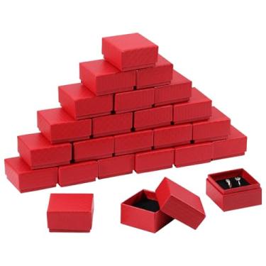 Imagem de CHGCRAFT 24 caixas de presente de joias quadradas de papelão com esponja de veludo para guardar anéis, colar, brincos, casamento, vermelho