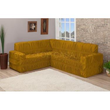 Imagem de Capa De Sofá Canto Elasticada 5 E 6 Lugares Mostarda - Nalu Casa E Dec
