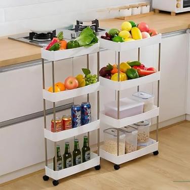 Imagem de Carrinho de Armazenamento Multiuso 4 Camadas – Organizador com Rodas para Cozinha, Banheiro e Escritório (Preto,KIT 3 CARRINHOS P+M+G)