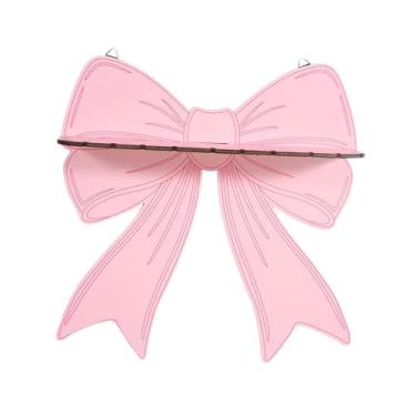 Imagem de Ｂｅｓｇａ Prateleira flutuante rosa com laço, prateleira de parede de camada única, placa de madeira decorativa e charmosa para quarto de meninas, casa ou