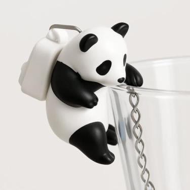 Imagem de Lesnorry Infusor de chá fofo – Gancho para caneca de escalada de panda para mochila, pata de aderência antiderrapante, infusor de chá de aço inoxidável 304 de malha fina 50% mais densa para chá de