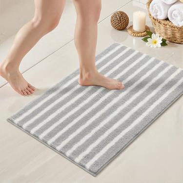 Imagem de GRANNY SAYS Tapete de banho listrado, 51 x 81 cm, cinza