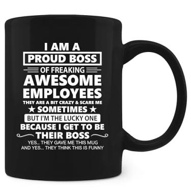Imagem de uinwk Caneca de café Best Boss Presentes para mulheres e homens, presente para chefes, caneca de café I Am A Proud Boss, Best Leader Mentor Appreciation Gifts For Women Men 325 g (preto)
