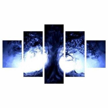 Imagem de Quadro Decorativo Árvore Iluminada 5 Peças 114x65cm - Quadros Mais