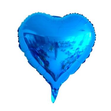 Imagem de BALAO METALIZADO CORACAO C/CANUDO AZUL 10" C/ 6 UNIDADES