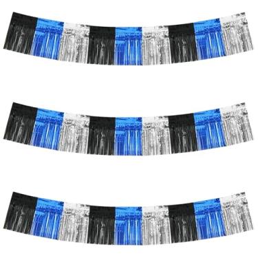 Imagem de BEISHIDA 3 pacotes de guirlanda de franja de alumínio metálico preto azul prata pendurado na parede faixas de franja de tinsel para carros boias de carro chá de panela casamento aniversário formatura
