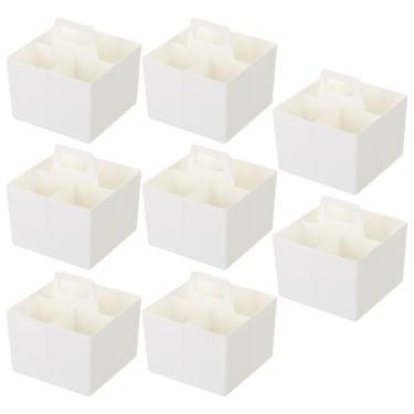 Imagem de YBM HOME Organizador de condimentos de plástico branco de 4 compartimentos com alça de transporte – restaurante e organização doméstica essencial para utensílios, guardanapos e garrafas de condimentos