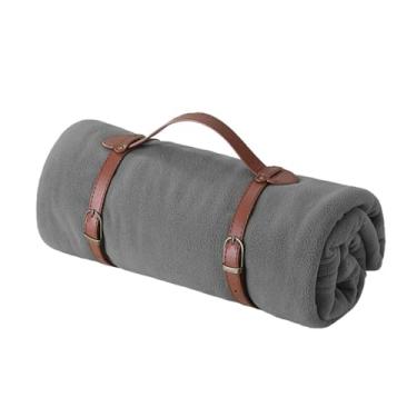 Imagem de Cobertor de lã com peso e mantas para mulheres, homens, adultos, longo, solteiro para sofá, quente, macio, confortável para outono e inverno, portátil, lavável na máquina (cinza, 100 x 150 cm)