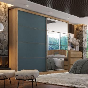 Imagem de Guarda Roupa Casal com Espelho 2 Portas de Correr em MDF Malaga GlassTHB