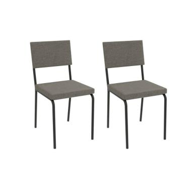Imagem de Cadeira Sala De Jantar Zaria 2c128prf Aço Kit 2 Un Preto-linho Escuro - Kappesberg