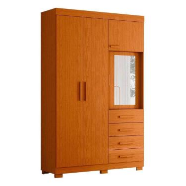 Imagem de Guarda Roupa Virtus Solteiro 4 Portas Com Espelho Albatroz Cinamomo