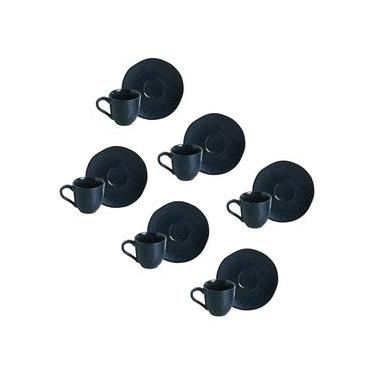 Imagem de Conjunto de Xícaras de Café com Pires Porto Brasil Orgânico Night Blue 120ml - 6 Peças
