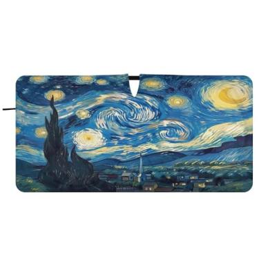Imagem de Blueangle The Starry Night Art Para-brisa Sombra Solar - 149.9 cm x 76.2 cm Dobrável Carro Frontal Para-sol Blocos Raios UV Viseira de Sol (758)
