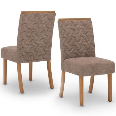 Imagem de Kit 2 Cadeiras Estofadas Sala De Jantar Esther Suede Cacao Henn Suede Cacao