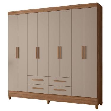 Imagem de Guarda Roupa Casal 8 Portas 204 Cm Florida Carvalho Fendi Moval Carvalho
