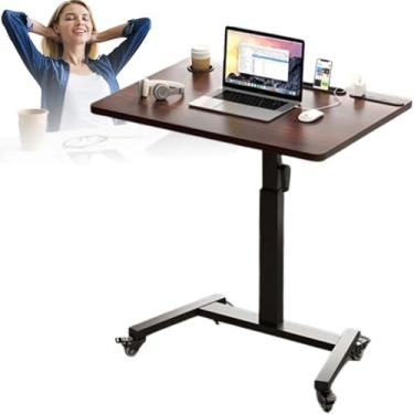 Imagem de Mesa elevável, mesa regulável altura manual, 60 * 50 cm, ajuste de altura 75 - 112 cm sem interface USB/com interface USB prateleiras para monitor mesa elevável branco/cor nogueira cor cor USB cor