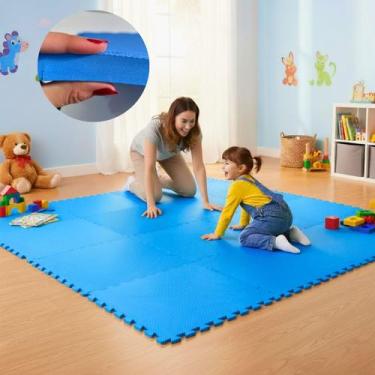 Imagem de Kit 10 Placas Tapete Tatame EVA 50x50cm 20mm 20 Bordas Emborrachado Ex