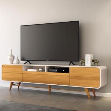 Imagem de Bancada Época para TV atÃ:copyright: 85 Polegadas com PÃ:copyright:s em Madeira Off White/Cinamomo G26 - Hb Móveis