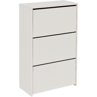 Imagem de Sapateira Basculante Slim, Sapateira Organizadora 3 Portas Armário Multiuso para Hall Entrada Quarto Sala(Branco)