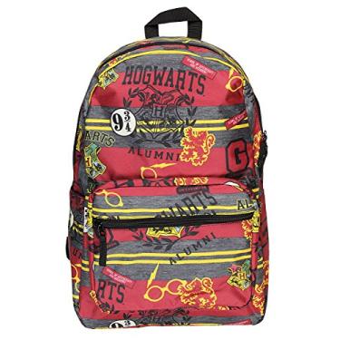 Imagem de Harry Potter Hogwarts of Witchcraft and Wizardry Alumni Patch Grifinória Mochila com estampa total para livros