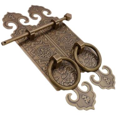 Imagem de Maçanetas de porta estilo antigo, par de anéis de puxar de latão bronze para telas de portas de madeira, puxador clássico antiquado