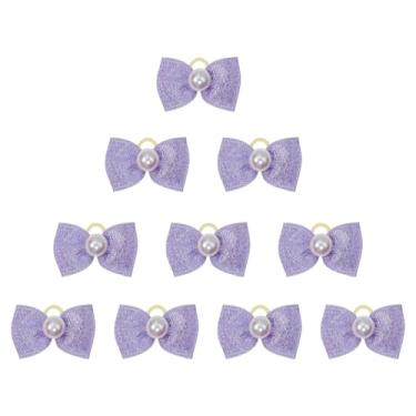 Imagem de ONLYKXY 10 pçs laço de cuidados com glitter para animais de estimação com faixa de borracha, mini corda elástica de cabelo, acessório de laço de flor fofa para estilizar, foto de férias, cão, gato