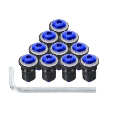 Imagem de PATIKIL Parafusos de para-brisa de motocicleta M5, 10 peças de parafuso de liga de alumínio com chave inglesa, parafusos de carenagem de para-brisas, parafusos porcas para carenagem de motocicleta