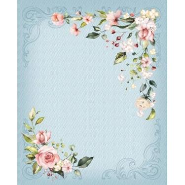 Imagem de Tecido Tricoline Digital Jogo Americano Floral, 40x150 cm (Azul pastel)